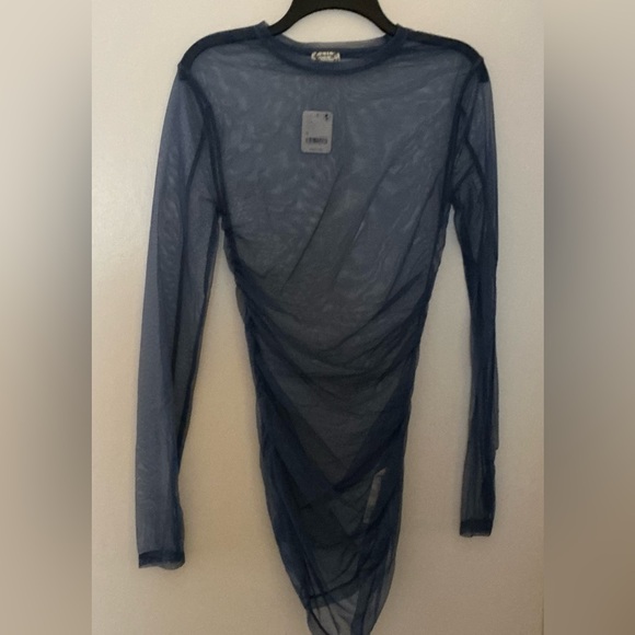 Free People Intimately Last Layer long-sleeve sheer top in Fjord blue. NWT - Picture 2 of 7